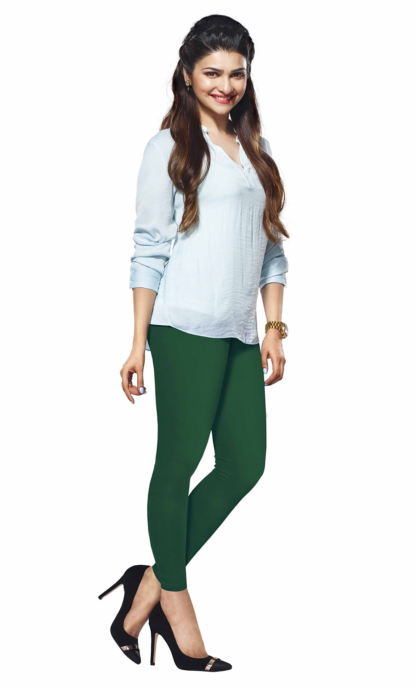 Lyra Women Solid Premium Cotton Ankle Length Leggings | Mid-Waist | Fashionwear Rani