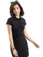 Ketch Women'S Cotton Blend Denim Jogger Above The Knee Dress (Khj6000335_Black