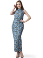 Popwings Women Casual Grey Floral Printed Sheath Dress
