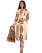 Gosriki WomenS Rayon Blend Straight Printed Kurta With Pant & Dupatta (Actual-Cream-Gs_M_Cream_Medium)