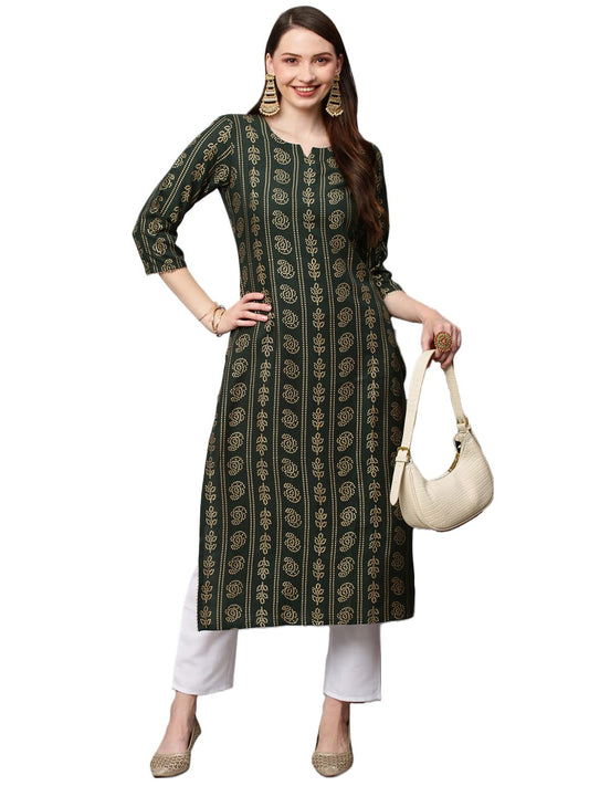 ANNI DESIGNER Women's Cotton Blend Printed Straight Kurta (Sofika)