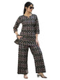Pinkmint Pure Cotton Co Ord Set for Women l 3/4 Sleeve Printed Comfortable & Stylish Trendy Top & Bottom Matching Set Black