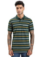 Turtle Men Pure Cotton Green Striped Polo T-Shirt