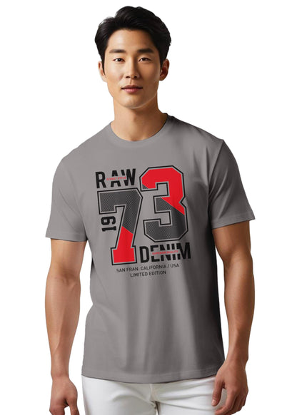Peppyzone Mens Regular Fit T-Shirt (PZ-Number-1213_Grey4