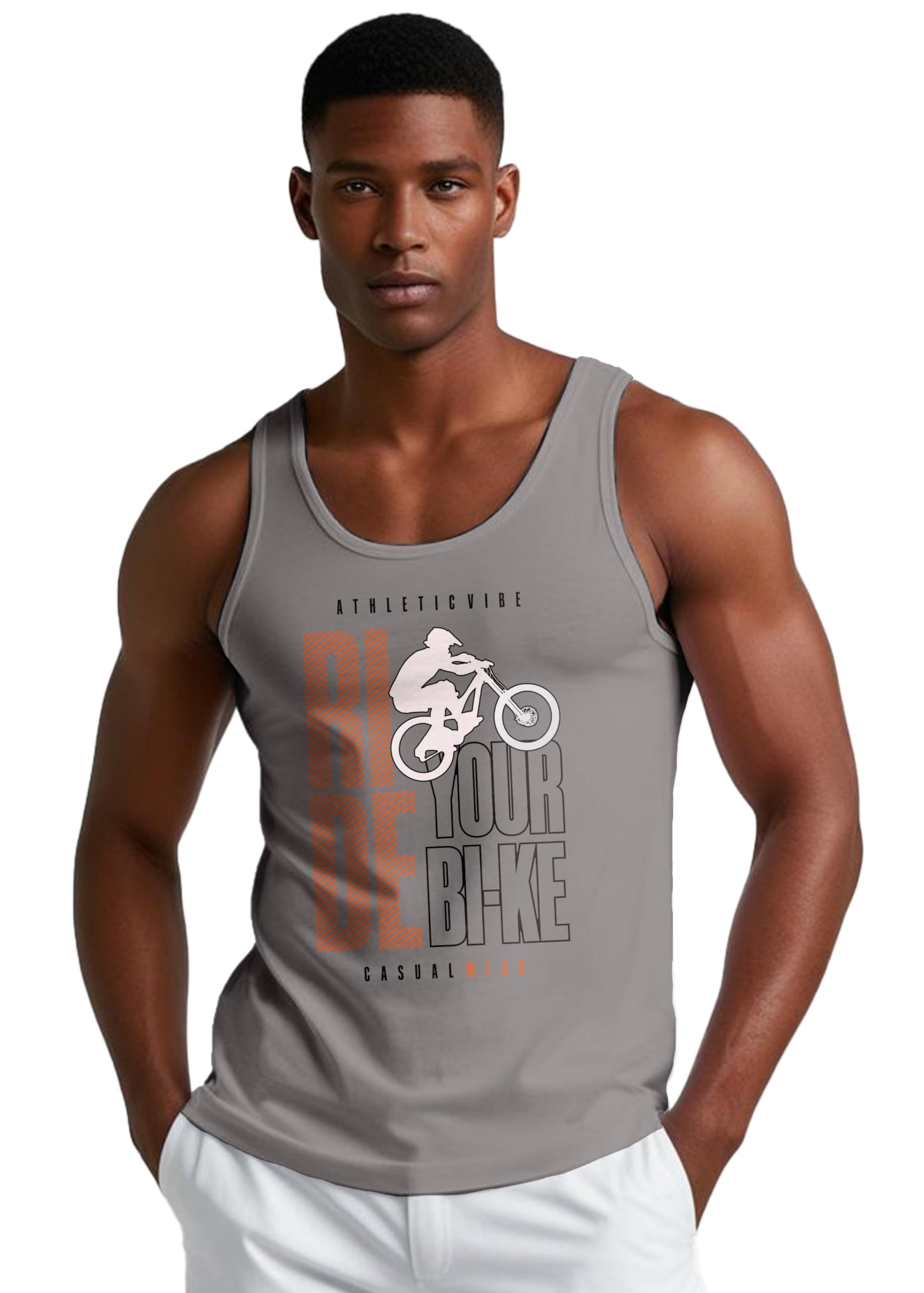 Peppyzone Mens Regular Fit Vest (TT-Biker 11-15_Grey3