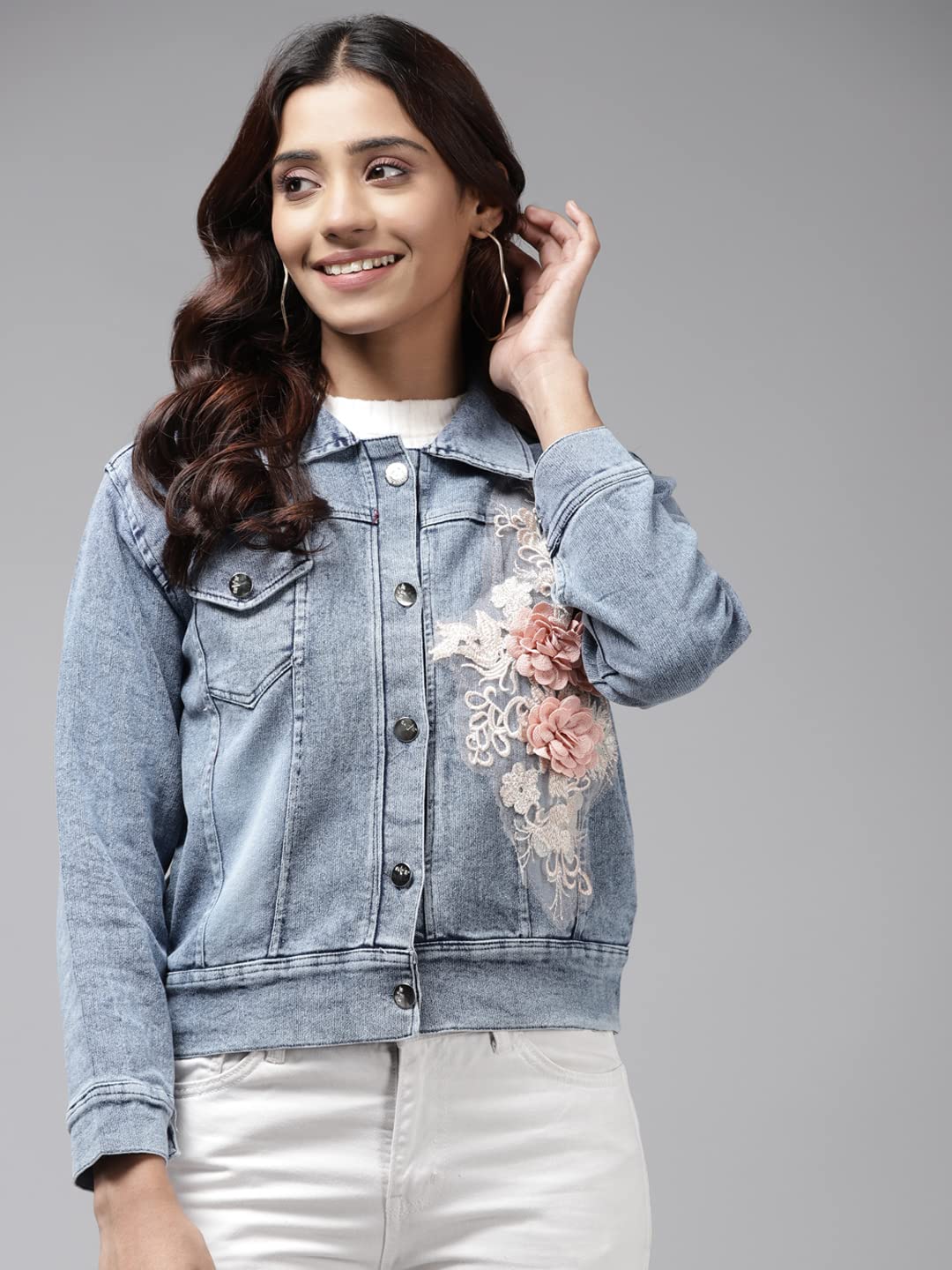 Aarika Girl's A-Line Coat (New_DN-113_Denim Blue_13-14 Years)