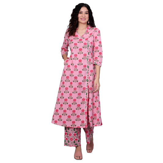 idaLia Baby Pink Printed Kurta Set