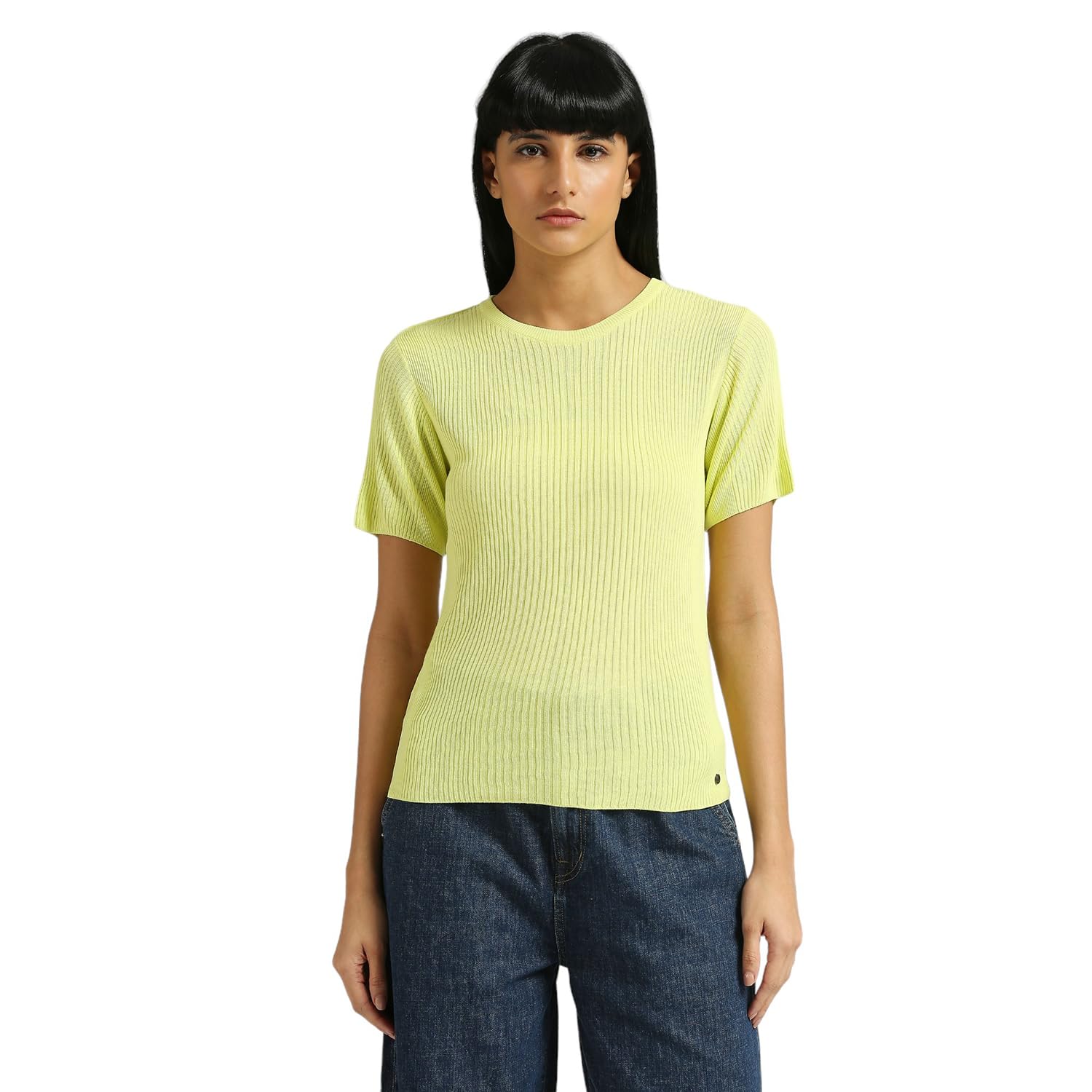Pepe Jeans WomenS Solid Slim Fit T-Shirt (Pl702181_Lime Green