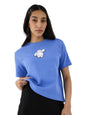 The Souled Store Textured T-Shirt: Disney Baymax Women and Girls Short Sleeves Round Neck Embroidered Blue Cotton Relaxed Fit T-
