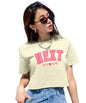 SHODOX 100% Cotton Crop top for Women - Printed Raglan Sleeve Stylish T-Shirt, Oversized fit Drop Shoulder Crop Top for Women