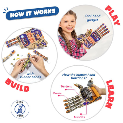 Smartivity DIY Robotic Mechanical Hand STEM Toy, Wood, Model SMRT1135, Engineering Kit for Kids 8-14, 2024 Parents Choice Award Winner