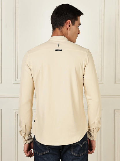 Thomas Scott Mens | Premium | Mandarin Collar | Slim Fit | Long Sleeves | 4 Way Stretch | Coolmax | Knitted | Casual | Shirts f