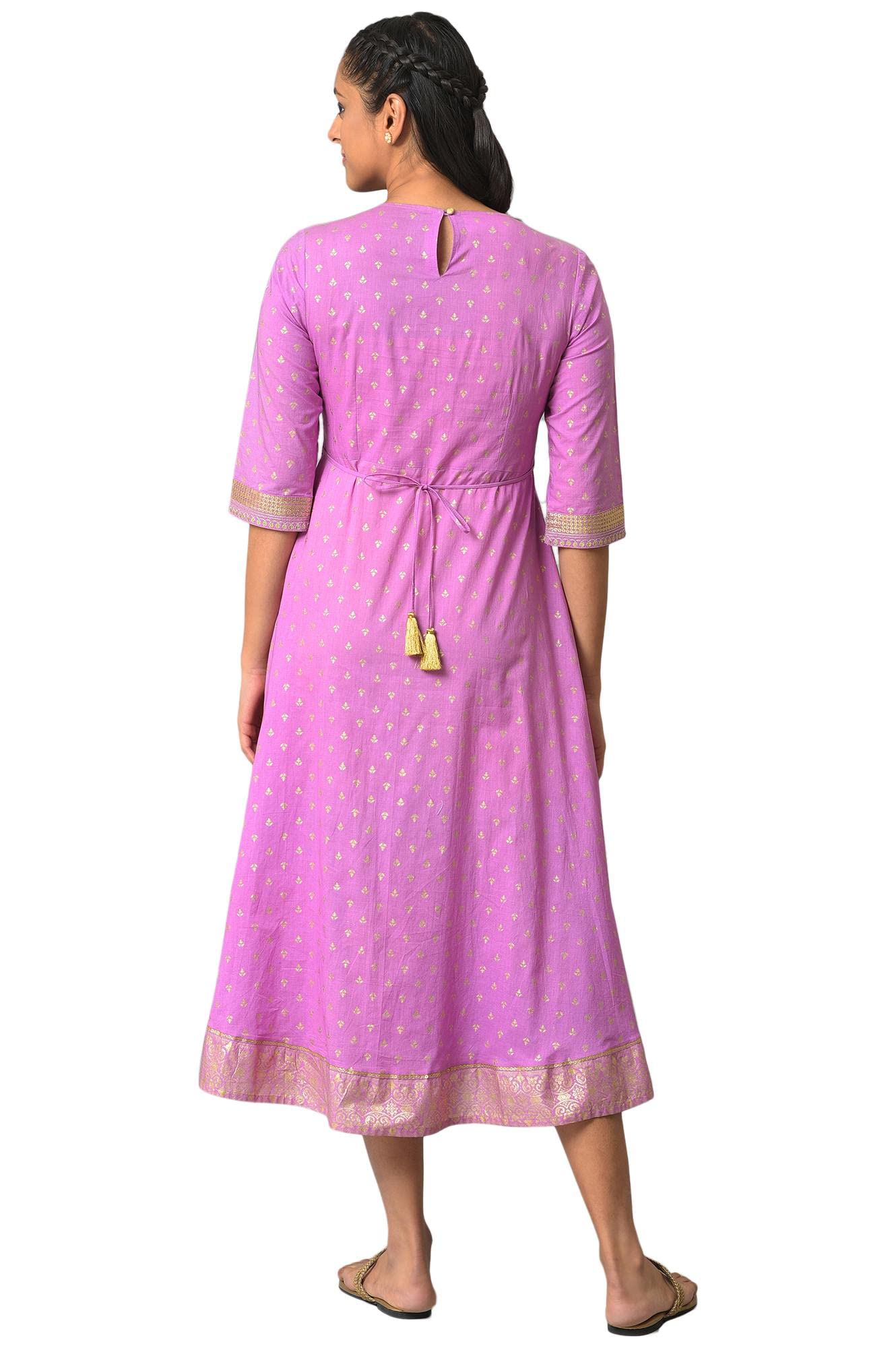Aurelia WomenS Cotton Fit And Flare Midi Dress (23Fea13924-506870_Purple