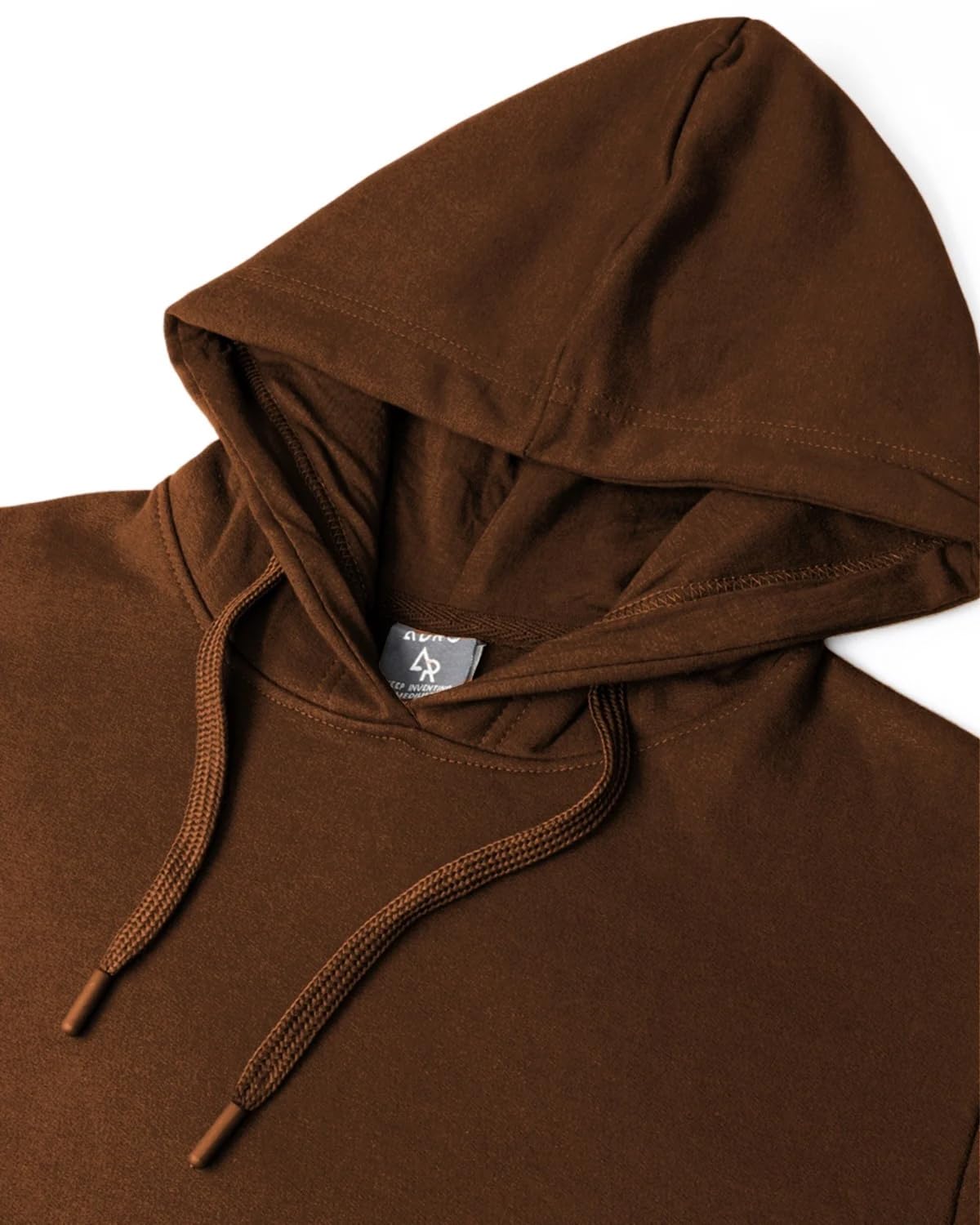 ADRO Men's Cotton Neck Hooded Regular Fit Sweatshirt (H24-PLN-BR_Downtown Brown_Medium)