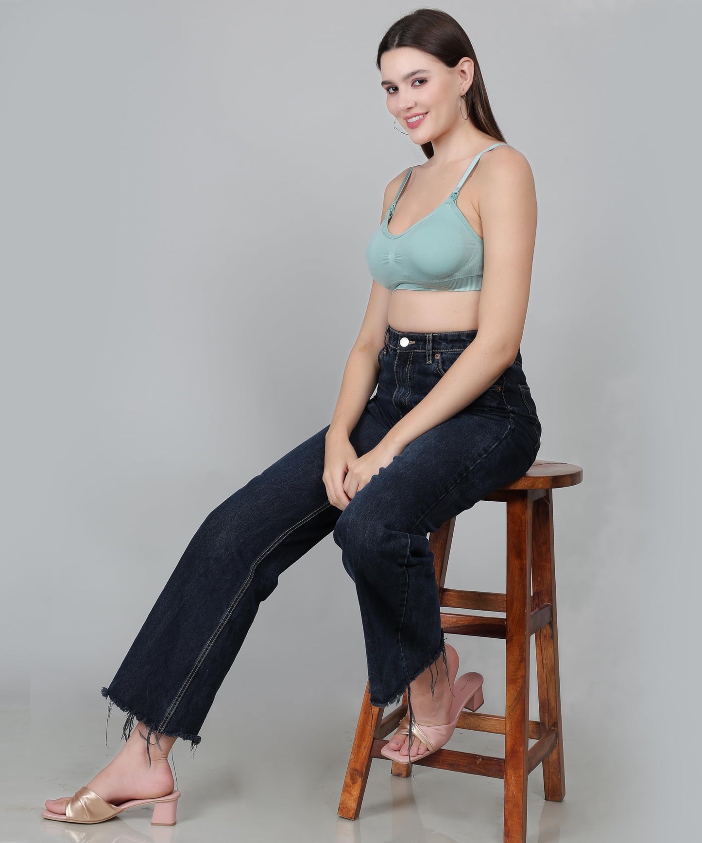 Fabme WomenS Nylon Blend Wire Free Casual Nursing Padded Bra (Br0278_Green