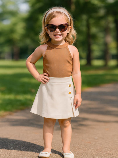 A.T.U.N. (ALL THINGS UBER NICE) Girls Stylish Two Piece Outfit Set with Sleeveless Tank Top and Skort | Casual Summer Clothing