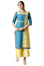 Aurelia WomenS Blue Floral Printed Printed Cotton Regular Kurta