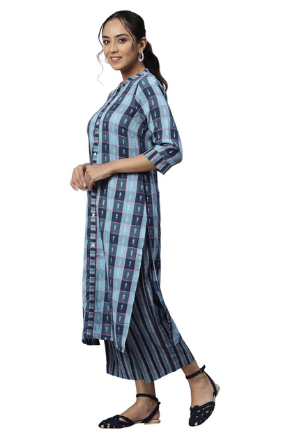 Aurelia Women's Geometric Print Cotton Kurta Set with Palazzos