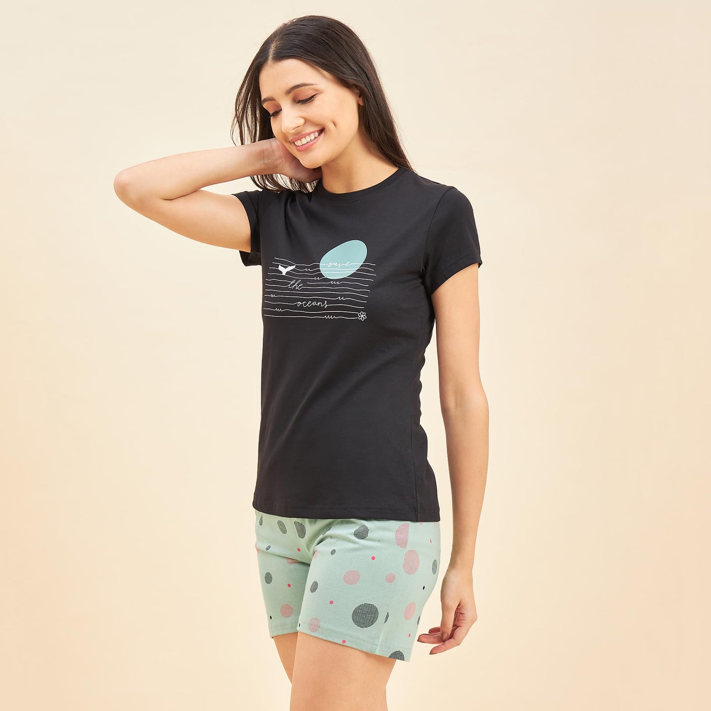 Sweet Dreams Women Printed Pyjama Set Green