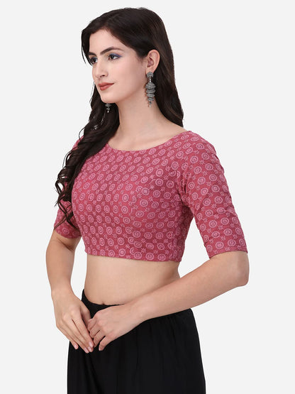 Oomph! Traditional Cotton Schiffli Fabric Blouse For Women |Elbow Length Sleeves | Wedding & Festival Wear | Comfortable & Trend