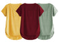 Fabricorn Combo Of Three Plain Maroon, Mustard Yellow And Sage Green V-Neck Up And Down Cotton Tshirt For Women (Maroon, Mustard