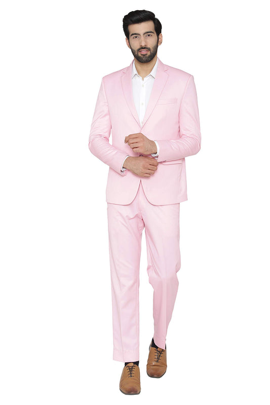 WINTAGE Mens Polyester Cotton and Evening 2 Pc Suit : Pink