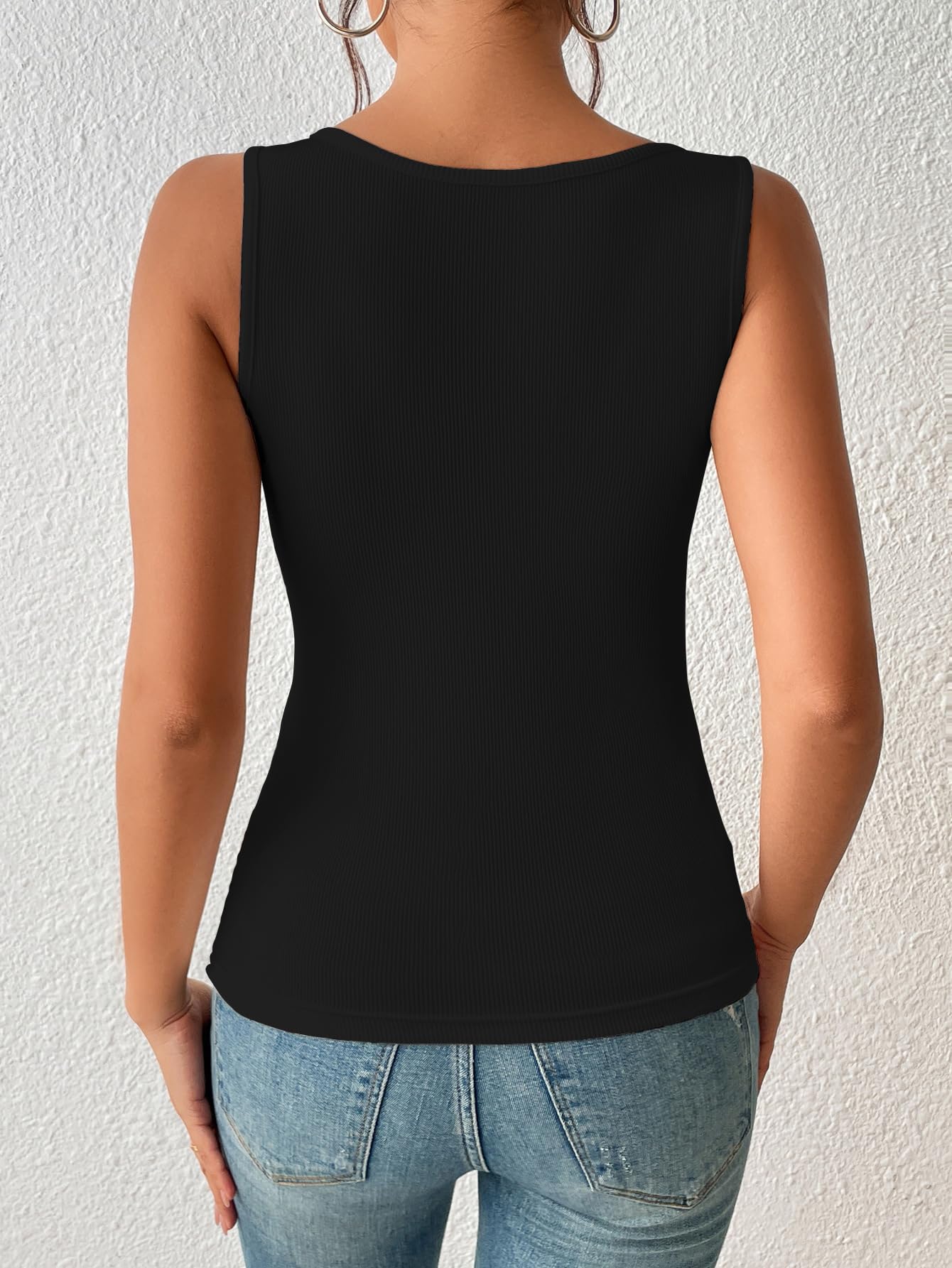 Sugathari Womens Black Cut Out Asymmetrical Neck Rib Knit Jeans Korean Trendy Tank Western Tops for Women Stylish (T-Shirt 182