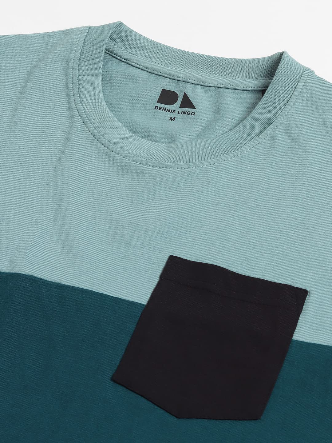 Dennis Lingo MenS Slim Fit Solid Teal Round Neck T-Shirt