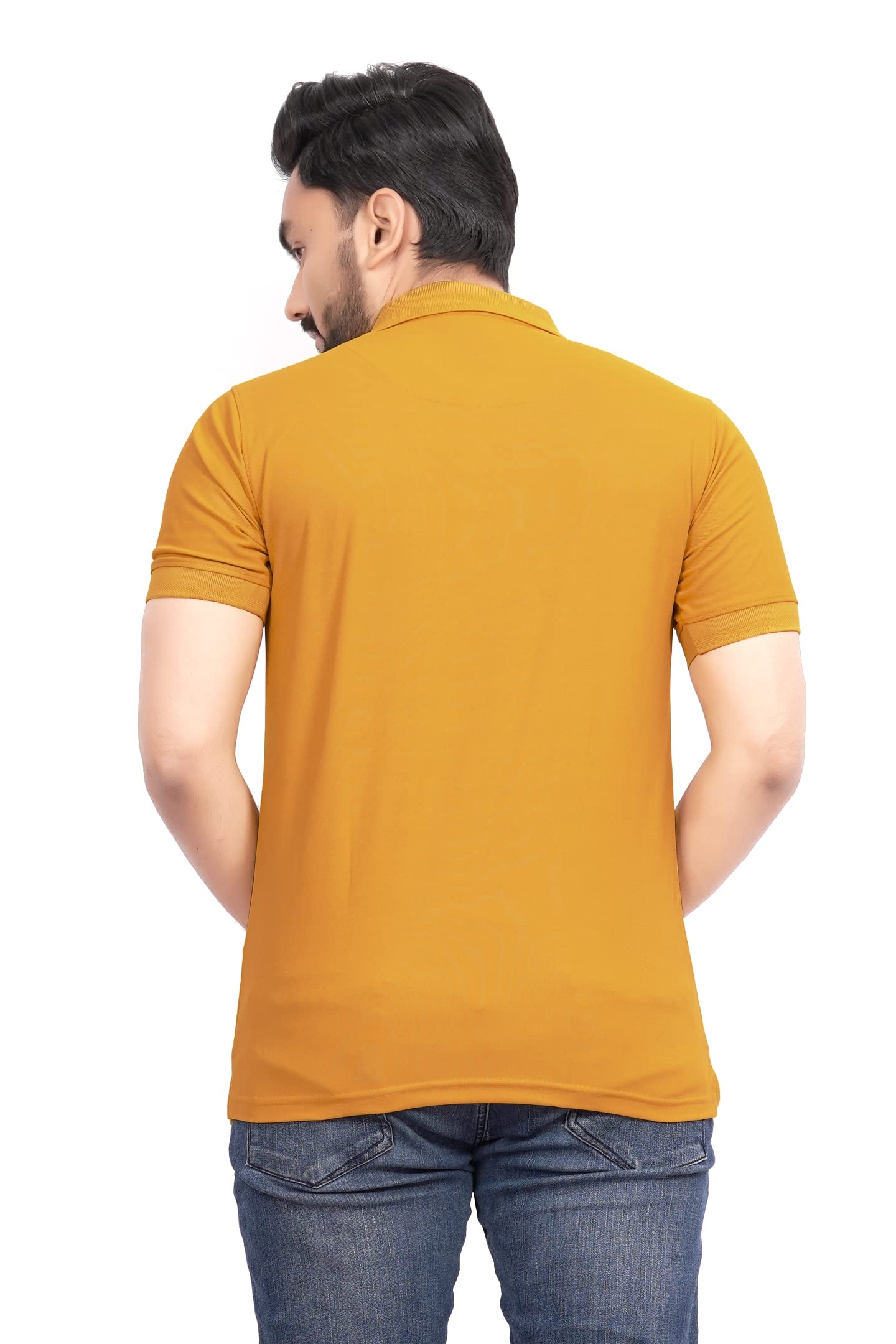 More & More MenS Solid Regular Fit T-Shirt (Bb Polo Mustred Yellow