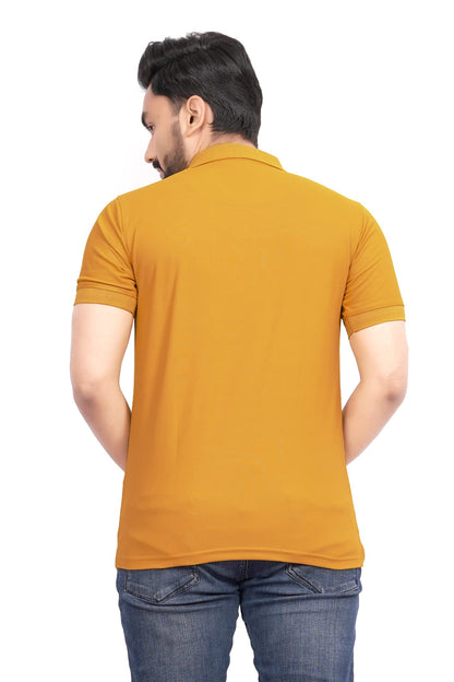 More & More MenS Solid Regular Fit T-Shirt (Bb Polo Mustred Yellow