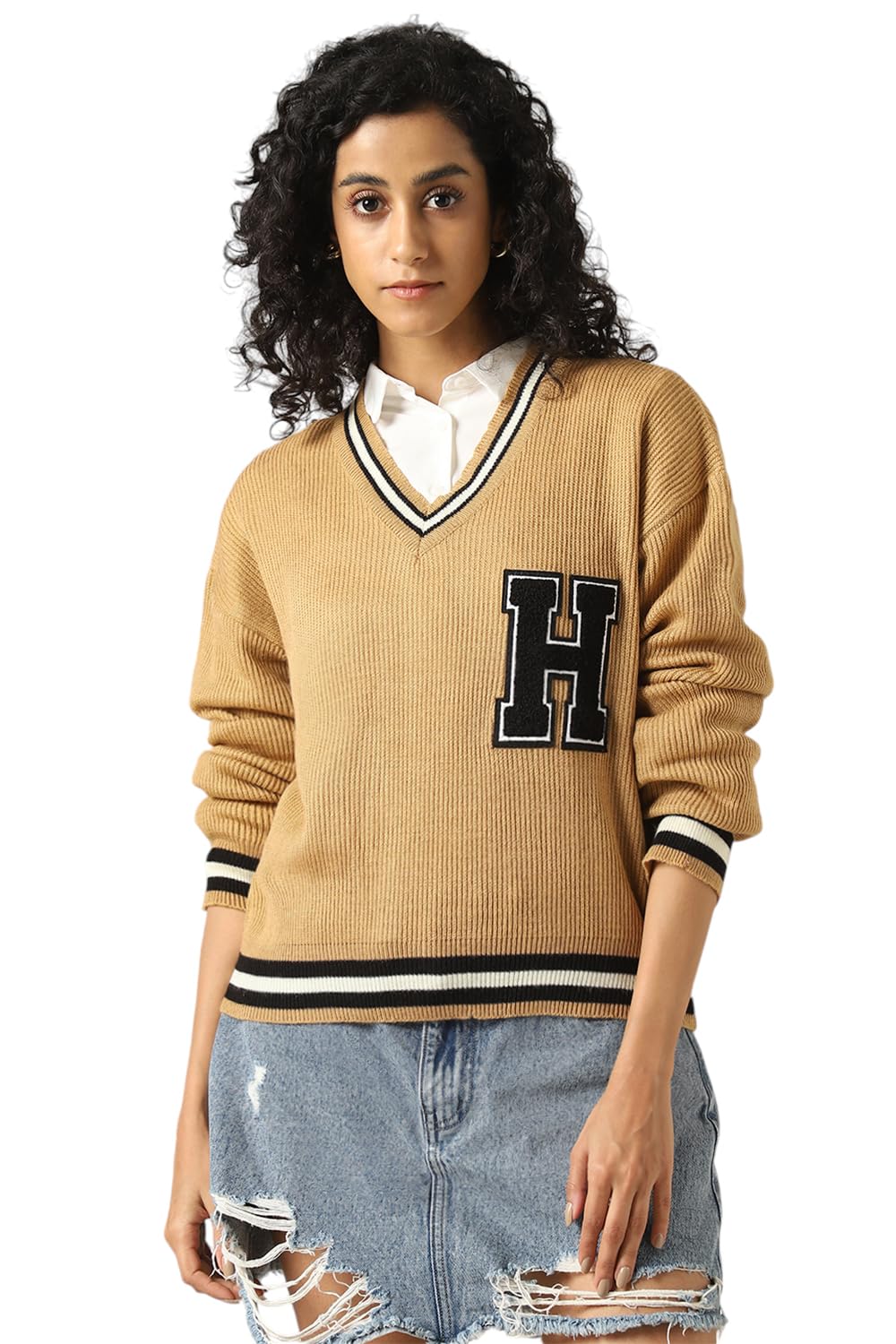 Hubberholme Women Acrylic Knitted Regular Fit V Neck Full Sleeves Sweaters 15