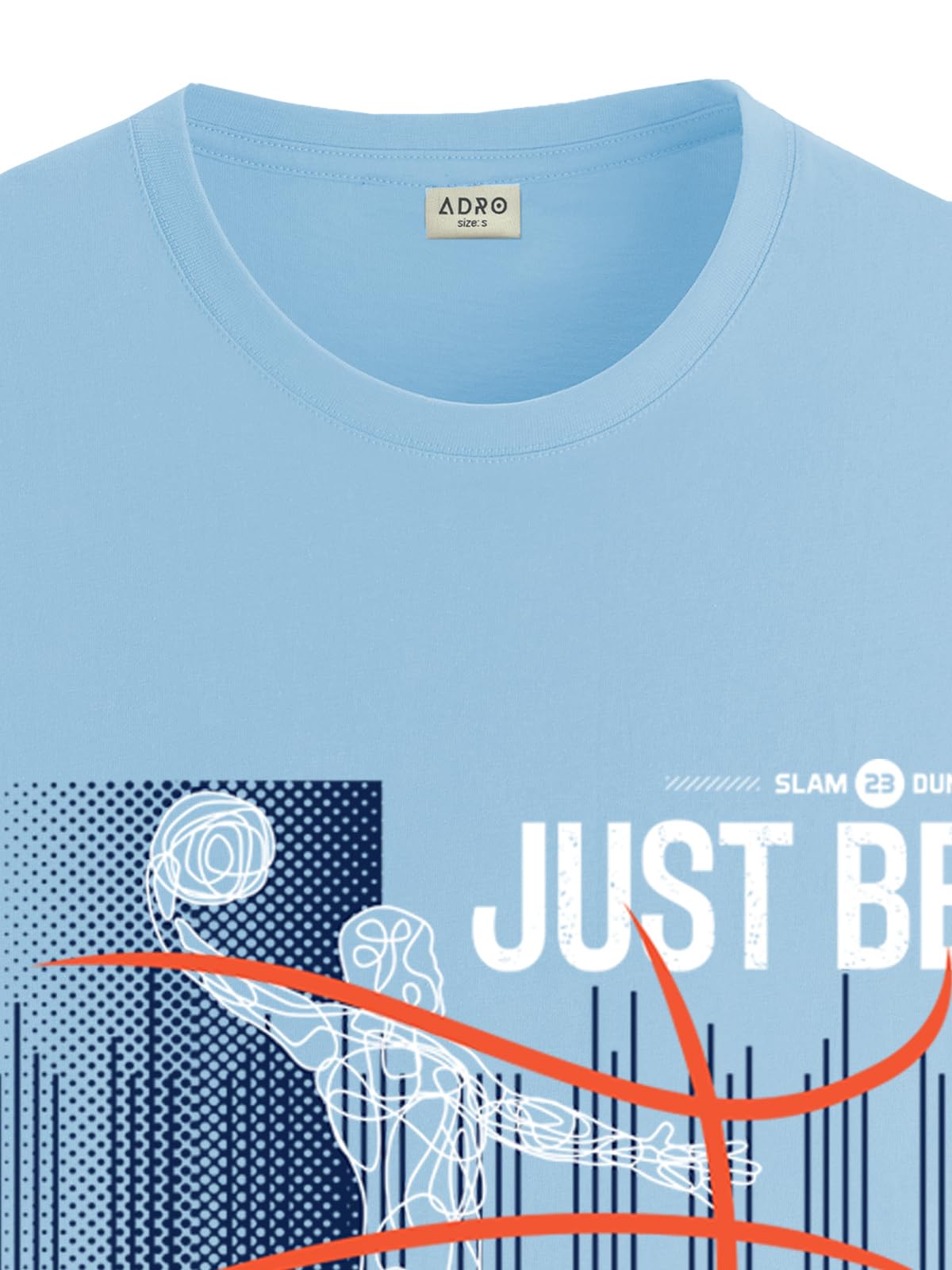 ADRO Men's Graphic Printed 100% Cotton T-Shirt - Regular Fit, Printed T-Shirts for Men (RN24-BCL-SK_Sky Blue)
