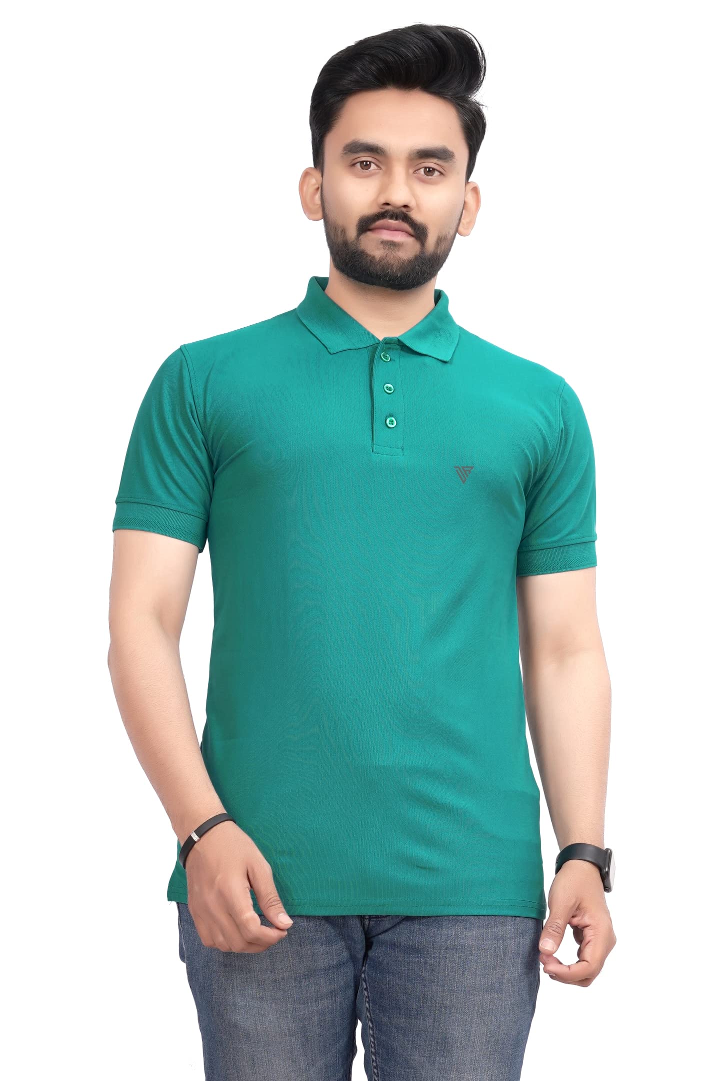 More & More MenS Solid Regular Fit Polo