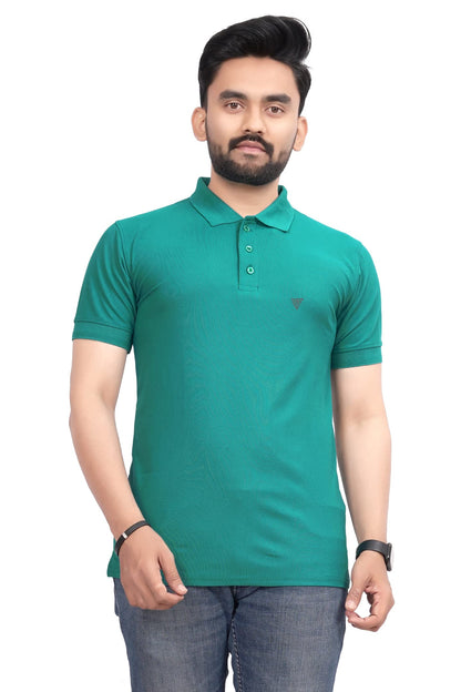 More & More MenS Solid Regular Fit Polo