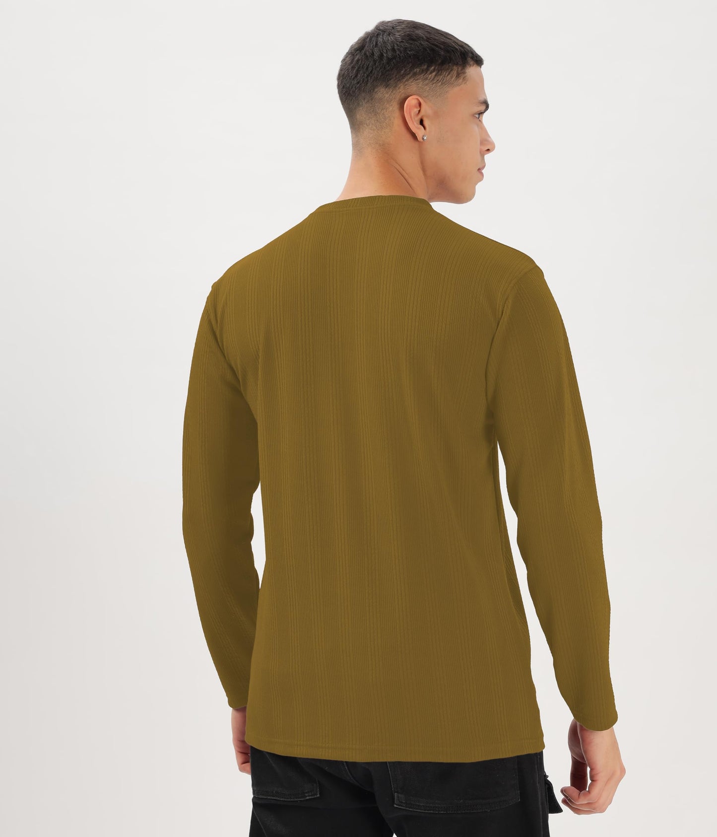 SHODOX Mens Solid Round Neck Full Sleeve Regular fit Tshirt (Pack of 1) Yellow