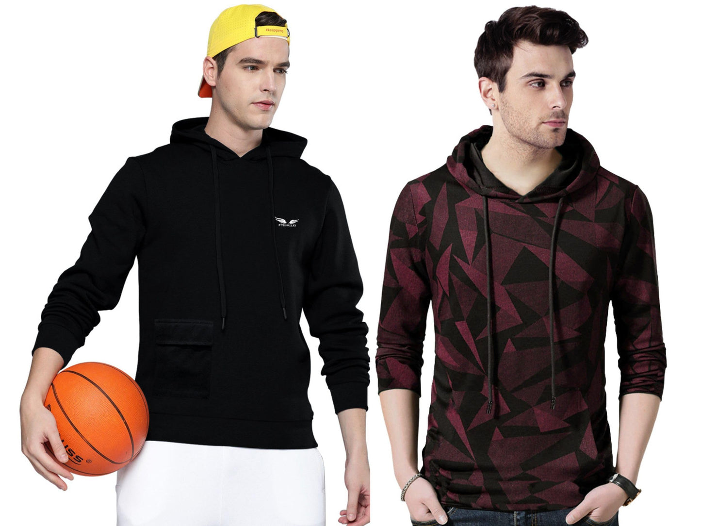 Noble Monk Men Stylish Printed T-Shirt (Pack Of 2) | Full Sleeve | Hooded Neck | Combo Hoodies For Men