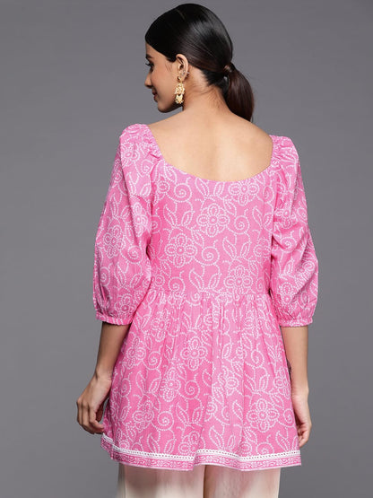 Libas Womens Pure Cotton Printed A-Line Kurtis (26097_Pink