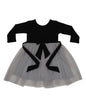 Tagas Girls Contrast Mesh Flounce Sleeve Dress Black