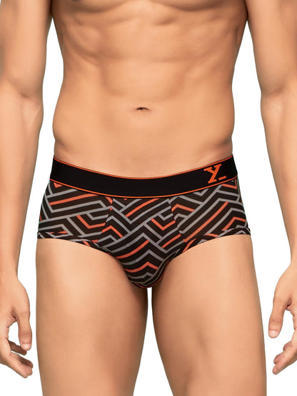 XYXX Mens Cotton Striped (Pack of 2) CR16_Brief_01_2_3_Red Black Stripes