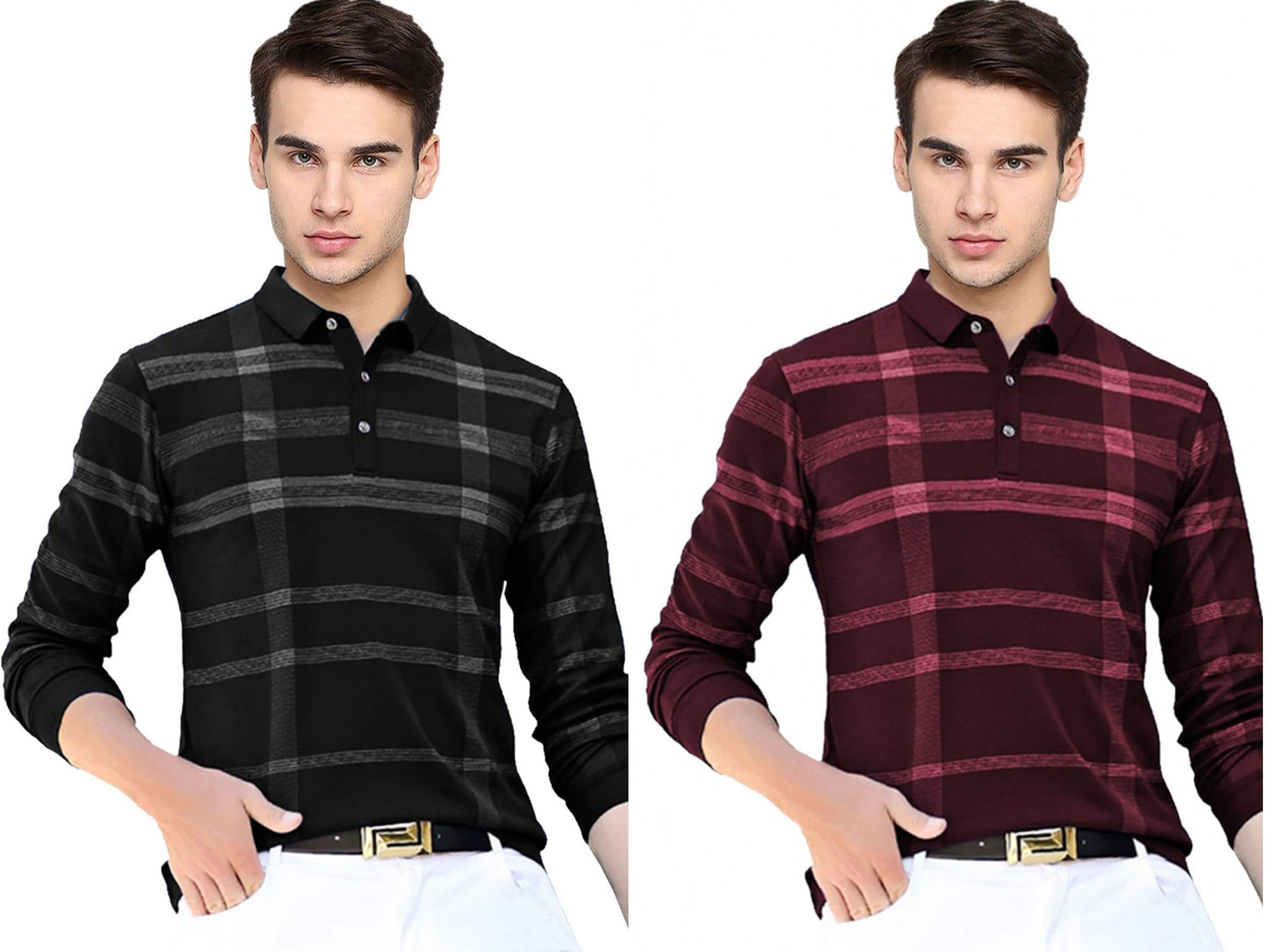Noble Monk MenS Polo Neck Full Sleeves T-Shirt | Causal Tshirt For Men