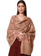 Pashmoda Womens 100% Pure Wool Nalki Embroidered Stole, Shawl and Wrap, Woolmark Certified, Sustainable and Natural Fabric (Size
