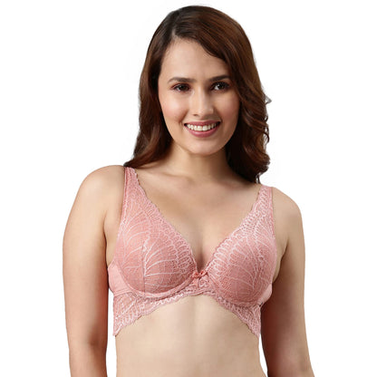 Enamor Womens Nylon Blend Lightly Padded Underwire Push Up Bra Forever Rose