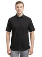 Turtle Men 100% Cotton Slim Fit Black Printed Half Sleeve Casual Shirt