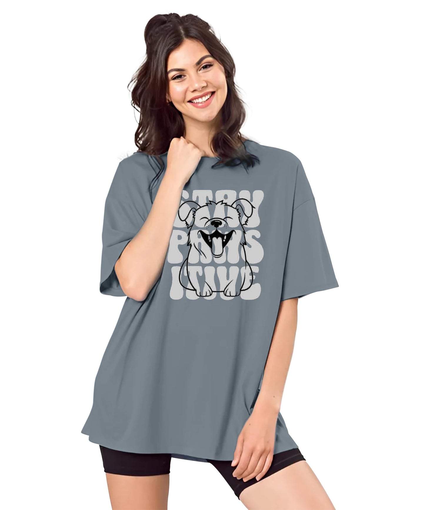SHODOX Womens Oversized Drop Shoulder Printed T-Shirt | Soft, Breathable & Light Weight Cotton Blend | Loose Fit Stylish Top for