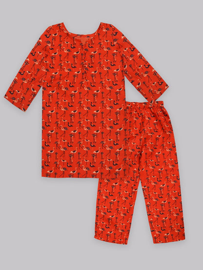 A.T.U.N. (ALL THINGS UBER NICE) Girls Animal Motif Printed 3/4 Sleeve Kurti and Pant Set | Stylish Traditional Ethnic Wear Salwa