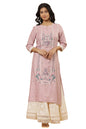 W for Woman W Women Purple Festive Floral Print Viscose Kurta Set With Divided Skirt