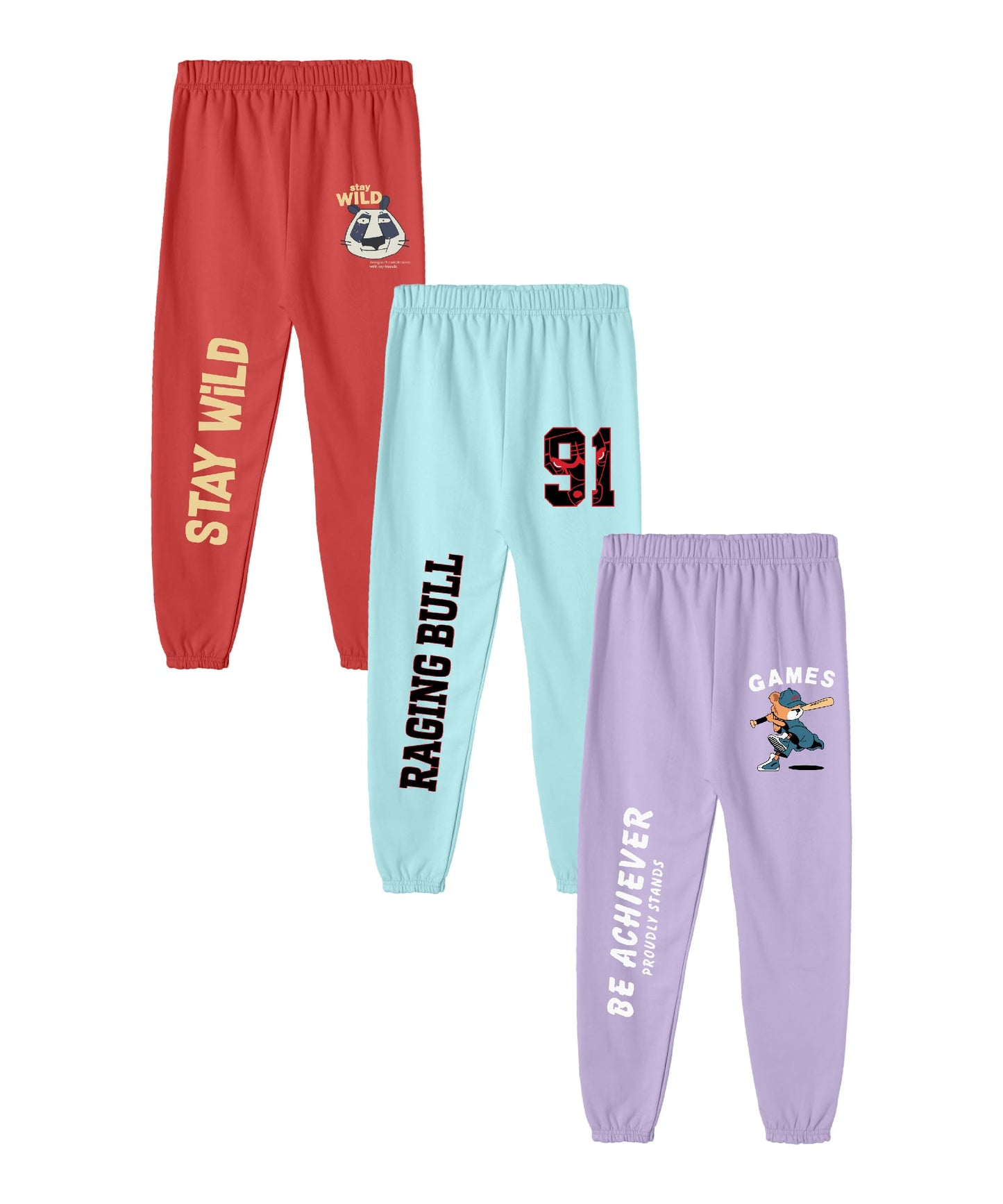 SHODOX Cotton Blend Regular fit Printed Multicolor Track Pants for Boys (Pack of 3)