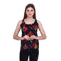 POPWINGS Casual Sleeveless Round Neck Foil/Graphic Print Regular Top for Women, Blue/Multicolor