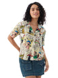 The Souled Store Official Popeye: Comic Punch Women and Girls Short Sleeves Collared Neck Button Front All Over Printed Rayon Su