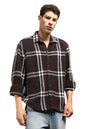 Hubberholme Men Summer Cotton Spread Collar Long Sleeves Oversized Casual Shirt 29 Brown